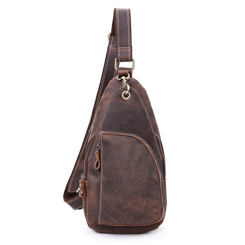 Cool Leather Sling Bags for Men Vintage Chest Bag SLing SHoulder Bags For Men - iwalletsmen