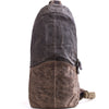 Vintage Green and Gray Canvas Leather Chest Sling Bag for Men - Top View