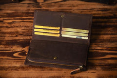 Handmade Leather Mens Cool Long Leather Wallet Cards Clutch Wallet for Men - iwalletsmen