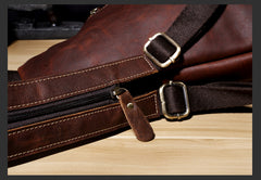 Genuine Leather Mens Cool Chest Bag Sling Bag Crossbody Bag Travel Bag Hiking Bag for men
