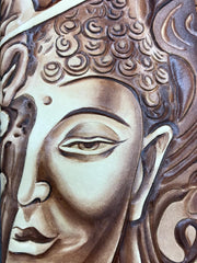Handmade Leather Mens Clutch Wallet Cool Buddha&Demon Tooled Wallet Long Zipper Wallets for Men
