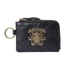Handmade Leather Mens Chain Biker Wallet Cool Leather Wallet Zipper billfold Wallets - iwalletsmen