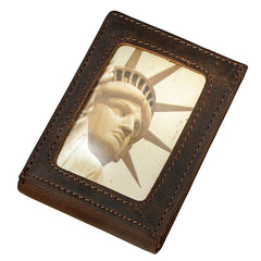 Handmade Leather Mens Cool Slim Leather Wallet Card Wallet Holders Men Small Wallets Bifold for Men