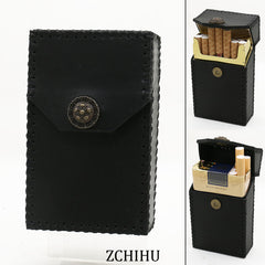 Handmade Leather Cigarette Holder Mens Black Cool Cigarette Holder Case for Men - iwalletsmen