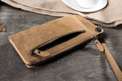 Handmade Leather Mens Cool Long Chain Wallet Phone Biker Trucker Wristlet Wallet