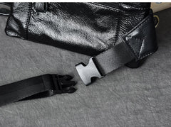 Black Leather Fanny Pack Mens Waist Bag Hip Pack Belt Bag for Men - iwalletsmen