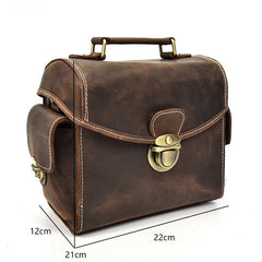 Handmade Leather Mens Cool Small Messenger Bag SLR Camera Case Bag Cycling Bag for men