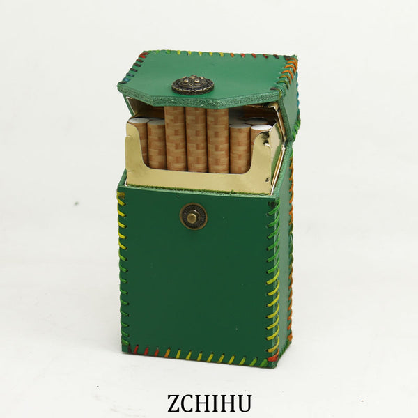Cool Handmade Leather Womens Green Cigarette Holder Case for Women - iwalletsmen