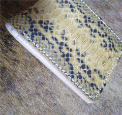 [On Sale] Cool Handmade Mens Billfold Wallet Black Snake Skin Small Wallet Slim Wallet billfold Wallet - iwalletsmen