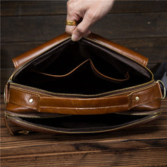 Leather Mens Briefcase Messenger Bag Business Handbag Shoulder Bags for Men - iwalletsmen
