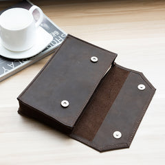 Handmade Leather Mens Clutch Cool Large Wallet Clutch Wristlet Wallet for Men