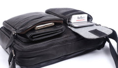 Handmade Genuine Leather Mens Cool Messenger Bag Chest Bag Bike Bag Cycling Bag for men