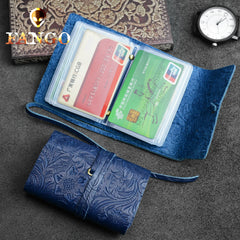 Handmade Leather Floral Mens Cool billfold Wallet Card Holder Small Card Slim Wallets for Men