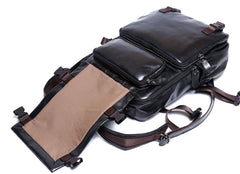 Genuine Leather Mens Cool Backpack Sling Bag Large Black Travel Bag Hiking Bag for men
