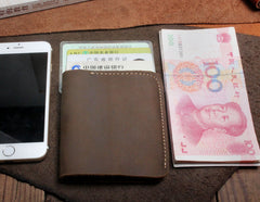 Handmade Leather Mens Cool Slim Leather Wallet Men Small Wallets Bifold for Men