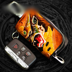 Handmade Leather Tooled Mens Cool Car Key Wallet Car Key Holder Car Key Case for Men