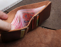 Handmade Leather Mens Cool Slim Leather Wallet Men Small Wallets Bifold for Men