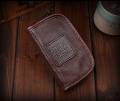Genuine Leather Mens Cool Key Wallet Car Key Holder Car Key Case for Camel Men