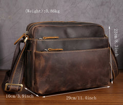 Handmade Leather Mens Cool Small Messenger Bag iPad Bag Chest Bag Bike Bag Cycling Bag for men