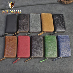 Handmade Leather Floral Mens Cool Car Key Wallet Coin Wallet Pouch Car KeyChain for Men