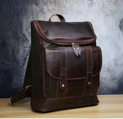 Genuine Leather Mens Cool Backpack Sling Bag Large Black Travel Bag Hiking Bag for men
