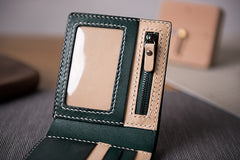 Handmade Leather Mens Cool Slim Leather Wallet Men Small Wallets Bifold for Men Women
