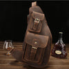 Leather Mens Sling Bag Chest Bag Cool Sling Shoulder Bag Sling Backpack for men - iwalletsmen