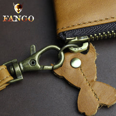 Handmade Leather Mens Cool Zipper Phone Travel Long Wallet Card Holder Card Slim Clutch Wallets for Men