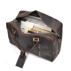 Genuine Leather Mens Cool Weekender Bag Travel Bag Duffle Bags Overnight Bag Holdall Bag for men