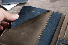 Handmade Leather Mens Travel Wallet Passport Leather Wallet billfold Long Wallets for Men