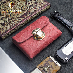 Handmade Leather Floral Mens Cool billfold Wallet Card Holder Small Card Slim Wallets for Men