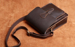Handmade Leather Mens Cool Messenger Bag Square Bag Chest Bag Bike Bag Cycling Bag for men