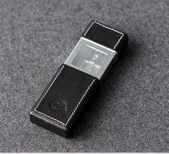 Cool Mens Black Leather Portable Ashtray Travel Ashtray Pocket Ashtray Lighter for Men - iwalletsmen