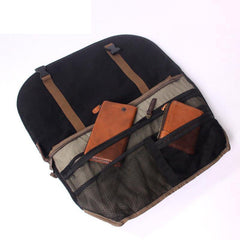 Black Green Canvas Large Messenger Bag Crossbody Bag Black Canvas Satchel Bag For Men - iwalletsmen