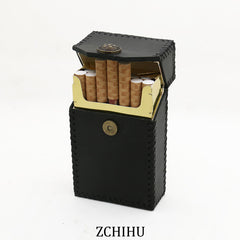 Handmade Leather Cigarette Holder Mens Black Cool Cigarette Holder Case for Men - iwalletsmen