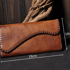 Handmade Leather Mens Cool Long Leather Wallet Trifold Clutch Wallet for Men - iwalletsmen