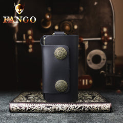 Handmade Leather Floral Mens Cool Car Key Wallet Coin Wallet Pouch Car KeyChain for Men