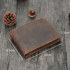 Handmade Leather Mens Cool Slim Leather Wallet Card Wallet Holders Men Small Wallets Trifold for Men