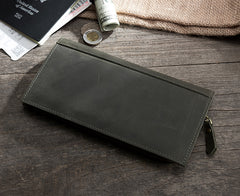 Handmade Leather Mens Clutch Wallet Cool Leather Wallet Long Phone Wallets for Men