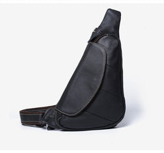 Small travel sling bag Black Leather Chest Bag Sling Bag Mens Small Crossbody Sling Bag Leather One Strap Backpack