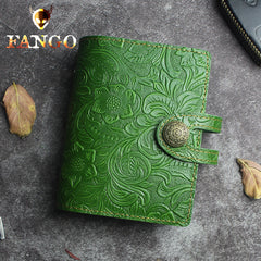 Handmade Leather Floral Mens Cool billfold Wallet Card Holder Small Card Slim Wallets for Men
