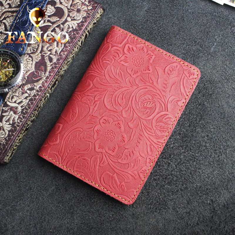 Handmade Leather Floral Mens Cool billfold Wallet Passport Card Holder Small Card Slim Wallets for Men