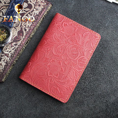 Handmade Leather Floral Mens Cool billfold Wallet Passport Card Holder Small Card Slim Wallets for Men