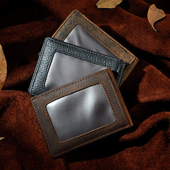 Handmade Leather Mens Cool Slim Leather Wallet Card Wallet Holders Men Small Wallets Bifold for Men