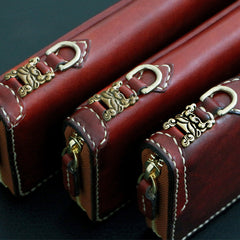 Handmade Mens Tooled Snow Lion Leather Chain Wallet Biker Trucker Wallet with Chain - iwalletsmen