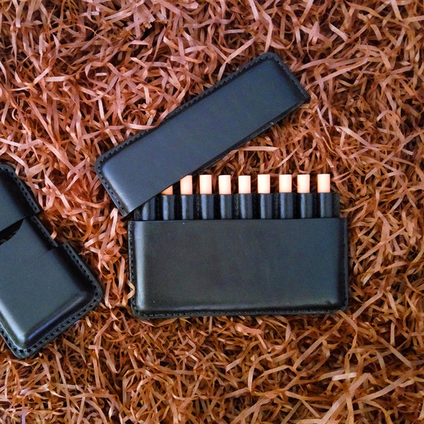 Cool Leather Mens 10pcs Slim Cigarette Holder Case Vintage Custom Cigarette Case for Men - iwalletsmen