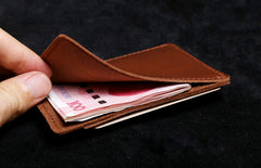 Genuine Leather Mens Cool Slim Front Pocket Wallet Leather Wallet Men Small Wallets  for Men