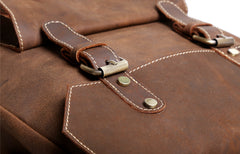 Genuine Leather Mens Cool Backpack Sling Bag Large Black Travel Bag Hiking Bag for men