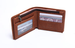 Genuine Leather Mens Cool Slim Leather Wallet Men Small Wallets Bifold for Men