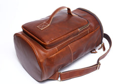 Genuine Leather Mens Cool Backpack Sling Bag Large Black Travel Bag Hiking Bag for men